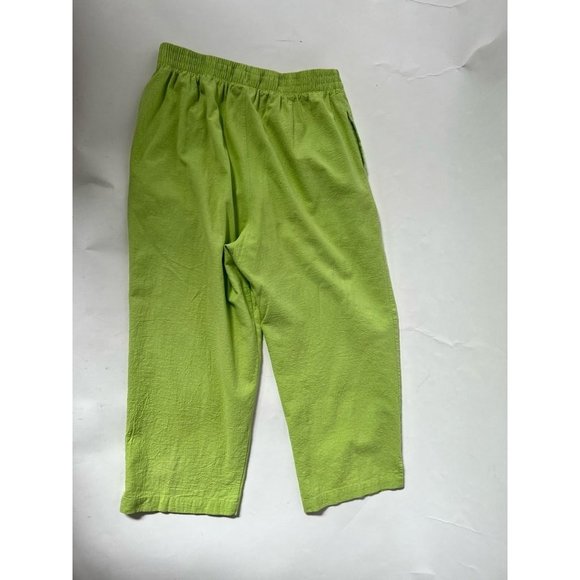 Fashion Classics Womens Cropped Pants Green Embroidered Butterfly Pockets XL - Picture 3 of 10